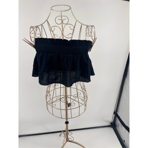 Free People Black Ruffle Strapless Tube Top Women’s Size Small Boho